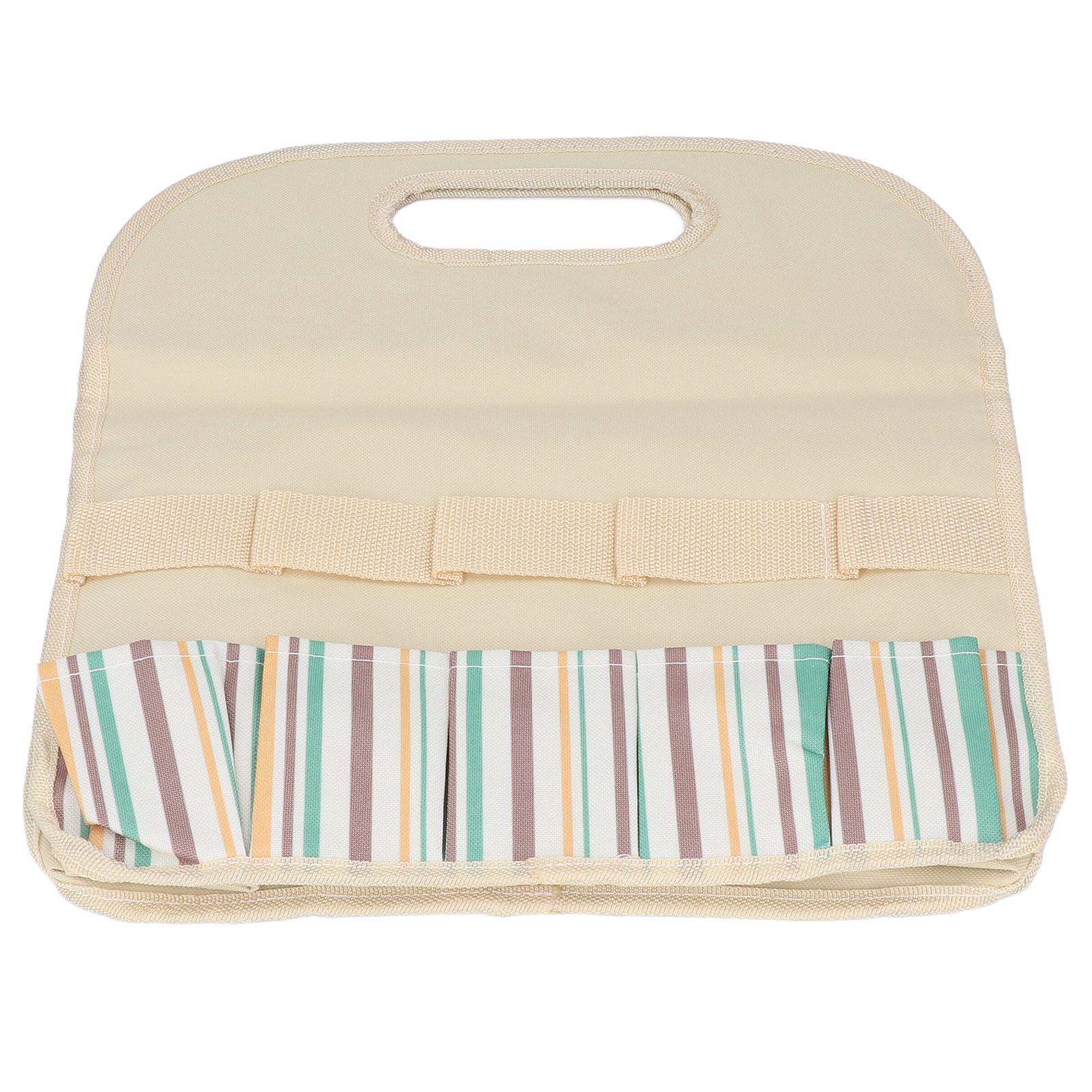 Garden Tool Bag Garden Tote Storage Bag with Multi Pockets Home Organizer for Indoor and Outdoor GardeningKhaki Stripe Stitching โ image 3