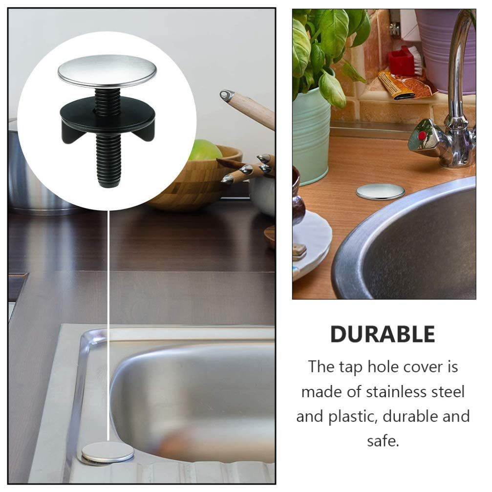 2 Pieces Kitchen Sink Hole Cover Faucet Hole Cover Sink Tap Hole Plate Stopper Cover Kitchen Sink Stainless Steel Plug Accessories โ image 5