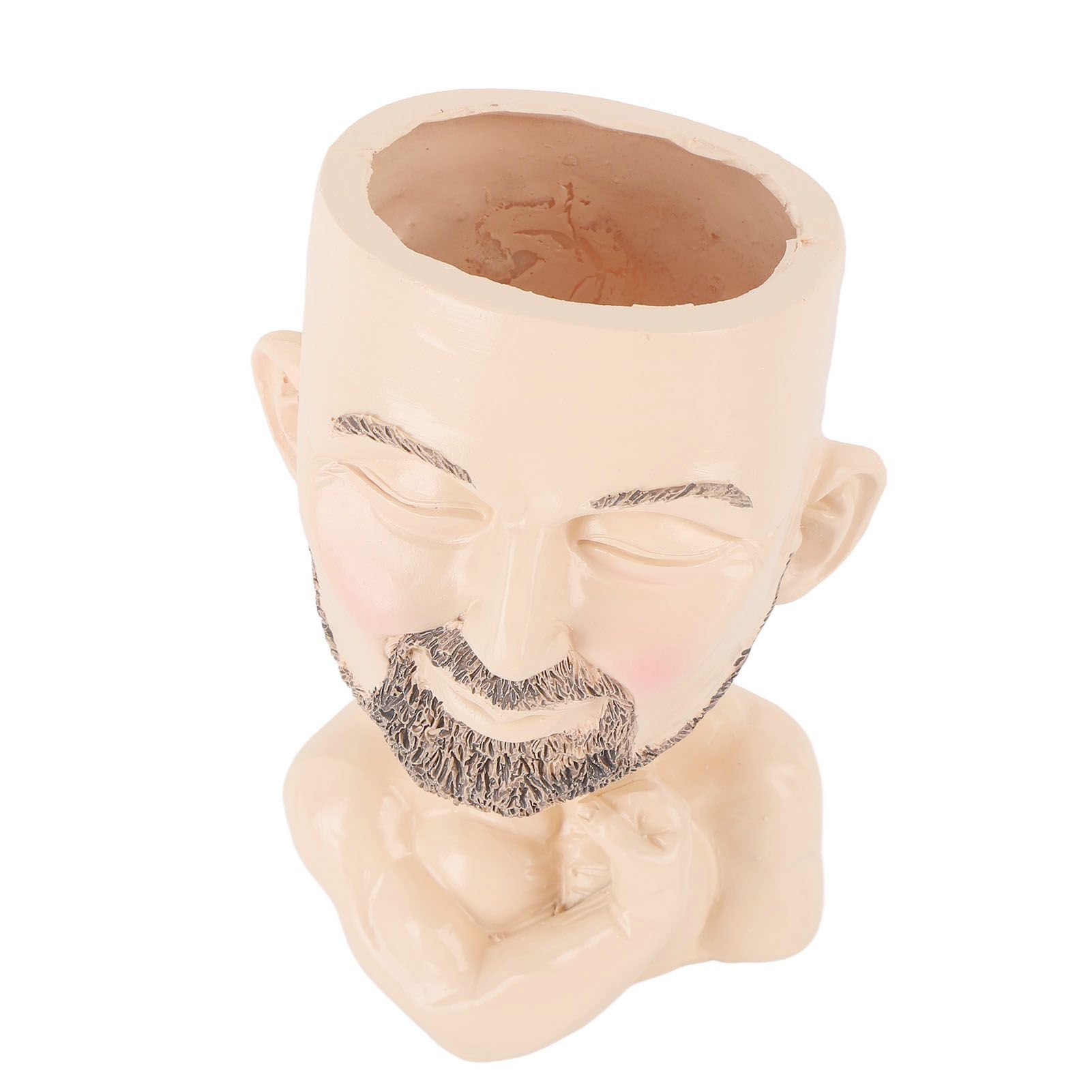 Head Planter Resin Face Planter Weather Resistance Drain Hole Plant Pot for Home Garden Office Light Color โ image 4