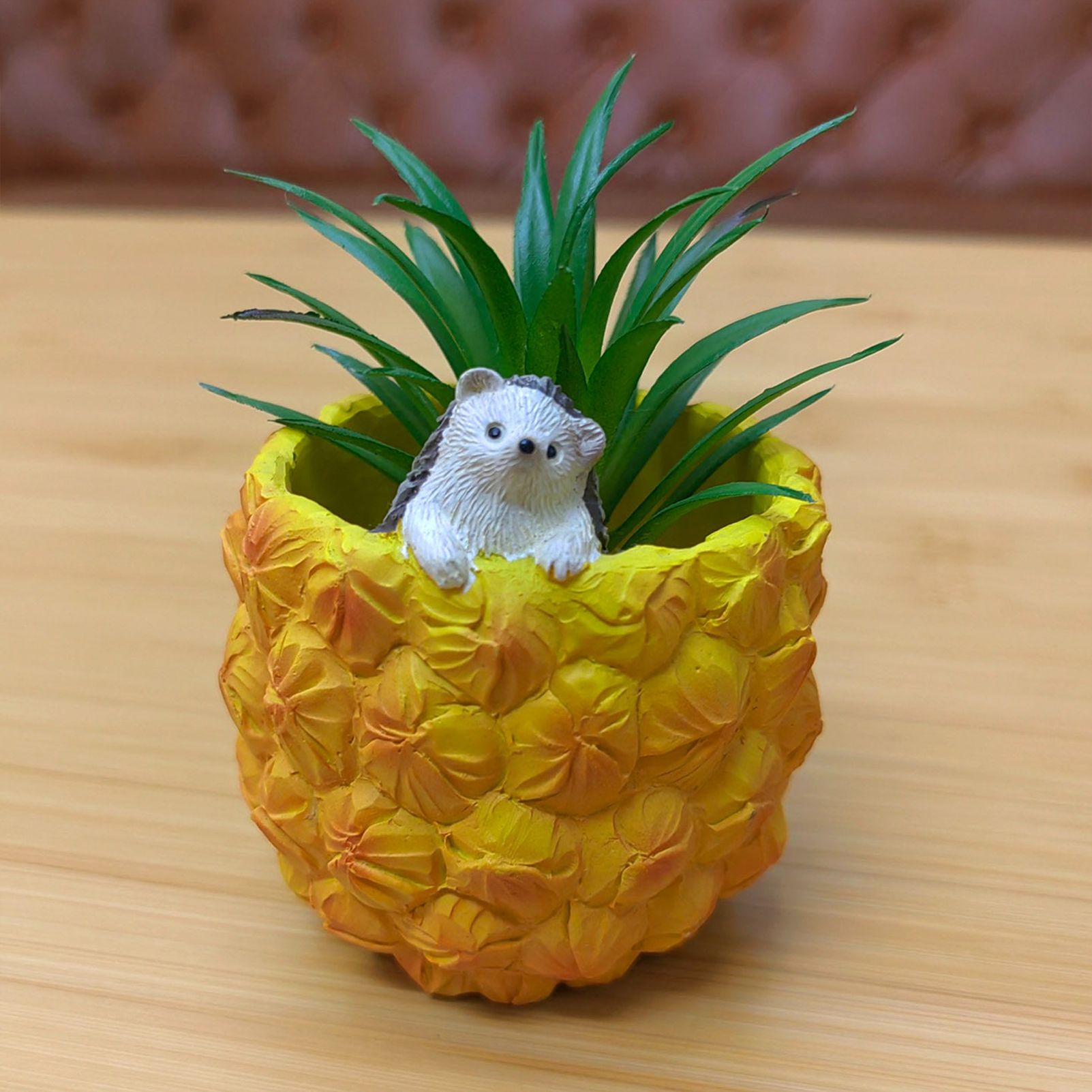 Cute Hedgehog Pineapple Resin Planter - Mini Succulent Pot, Desktop Decor, Garden Ornament, Unique Gift for Plant Lovers (Pineapple) — image 3
