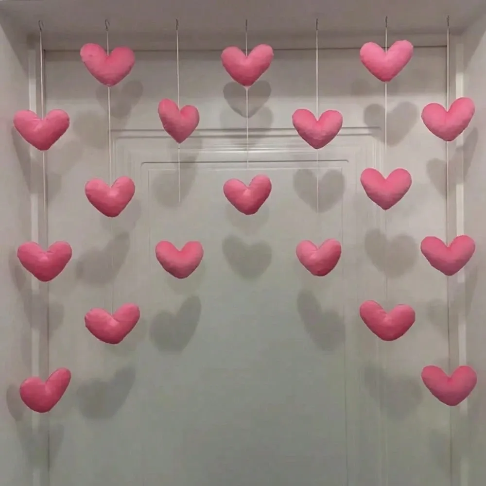 Pink Heart Shaped Door Hanger Door Curtains Cute Partition Hanging Curtains Room Decor Valentine s Day Ornaments Home Wall Birthday Wedding Mother s Day Gift — image 4