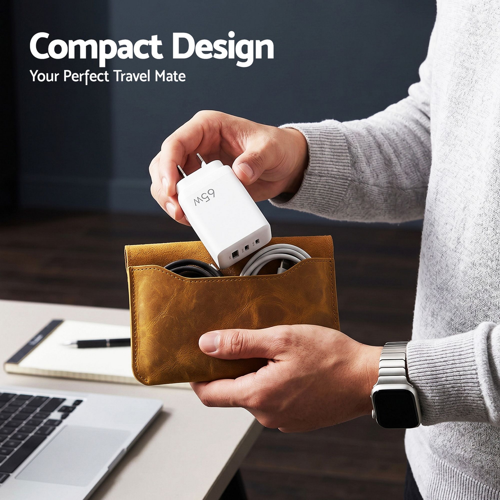 Devanti USB C Charger 65W Fast Charger 3 Port PD Wall Adapter White โ image 6