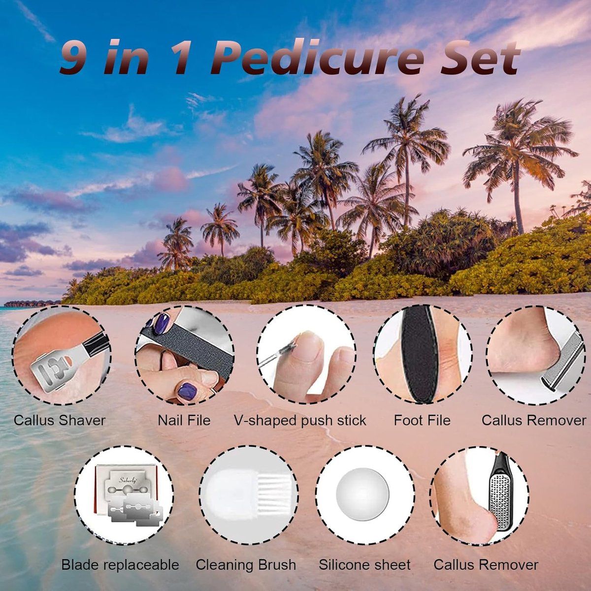 Electric foot file, With 3 roller heads, Rechargeable pedicure set for removing calluses on feet โ image 3