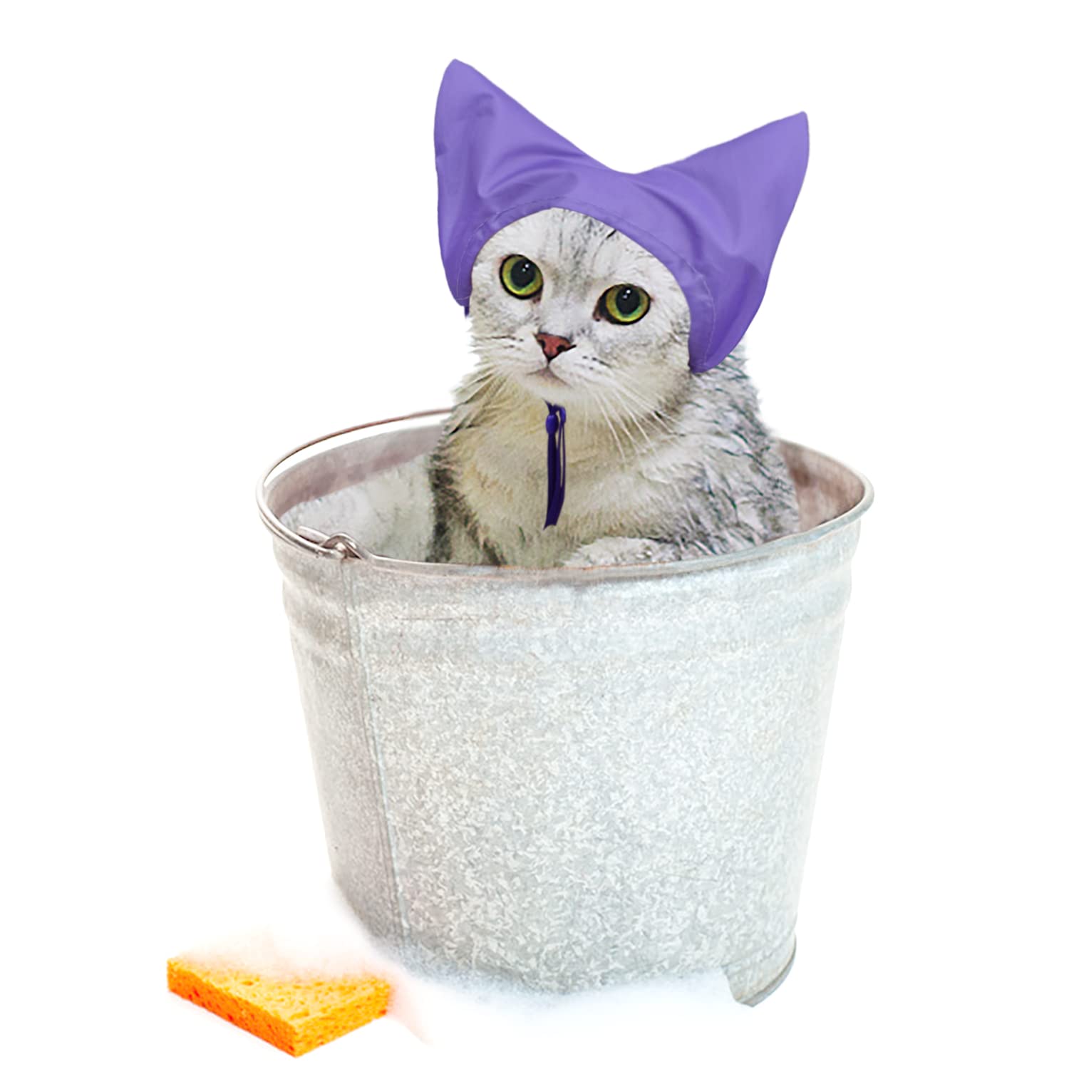 2 Pack Purple Waterproof Cat Shower Caps - Pet Ear Protection Covers for Bathing Rain - Water and Moisture Resistant Cat Ear Caps
