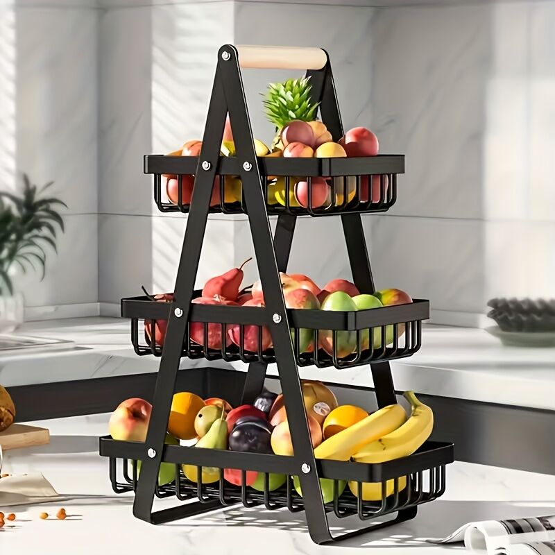 Heavy-Duty Metal Fruit Storage Basket (2-Layer Removable Divider) – Space-Saving Organizer for Kitchen, Refrigerator, Pantry & Dining Table – Sturdy — image 6