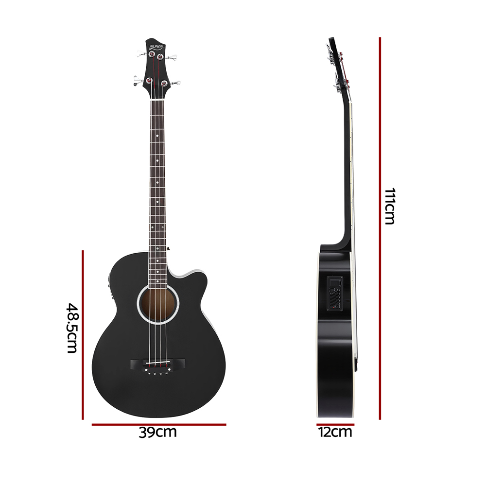 Alpha 43" Acoustic Bass Guitar Black 4-Band EQ — image 2