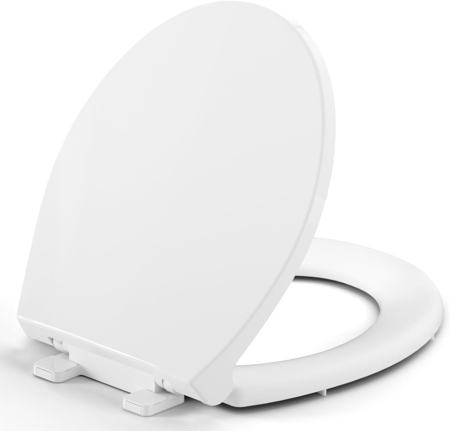 Round Toilet Seat, Standard 16.5โ Slow/Soft Close Round Toilet Seat for Round Toilets, No-Slam Quiet-Close Lid, Easy-to-Install, White, Durable Never-Loosen