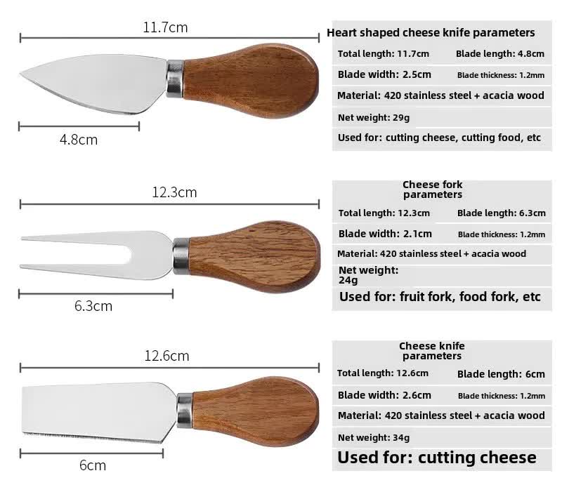 Brown And Silver Premium Acacia Wood Cheese Board Set | Charcuterie Platter with 3 Stainless Steel Knives — image 4