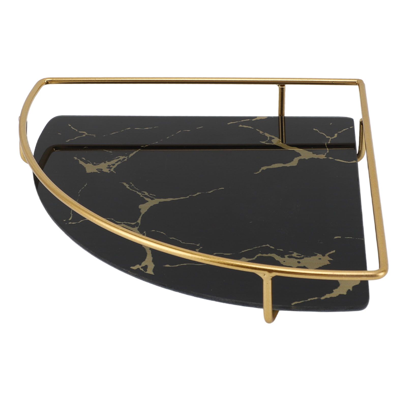 Bathroom Storage Tray Light Luxury Decorative Golden Texture Triangle Bathroom Organiser Tray for Soap Towel Paper Napkins Jewellery Makeup Black โ image 2