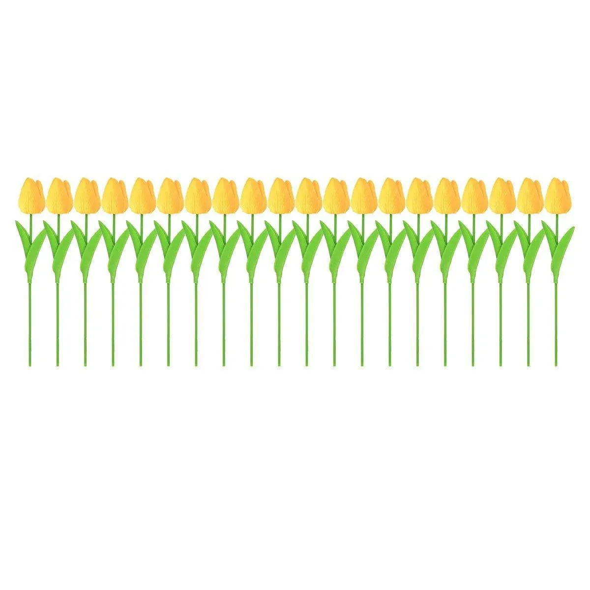 20PCS Real Touch Artificial Tulip Bouquet Fake Flowers for Home Wedding Decor - Yellow