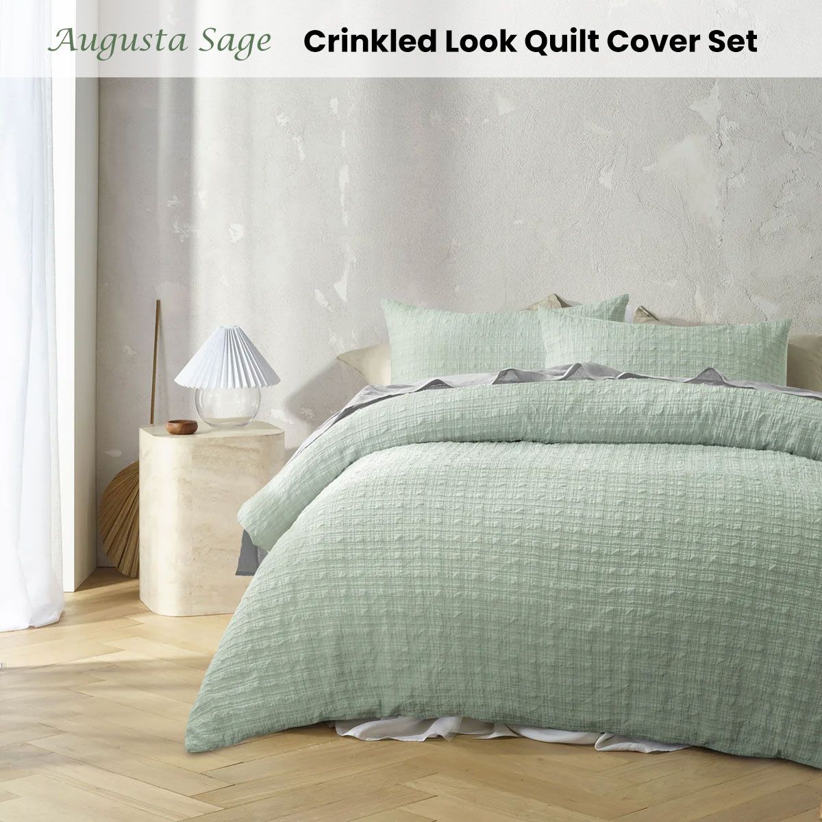 Accessorize Augusta Sage Crinkled Look Quilt Cover Set Single โ image 2