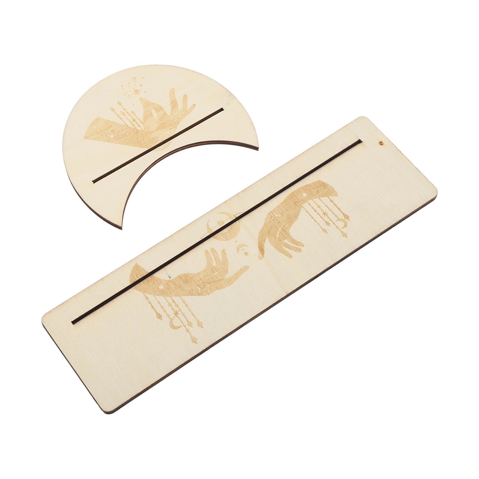 2 Pieces Wooden Tarot Card Stand Holder Stable Moon Shape and Rectangle Wooden Tarot Card Display Stand Base Type C — image 6