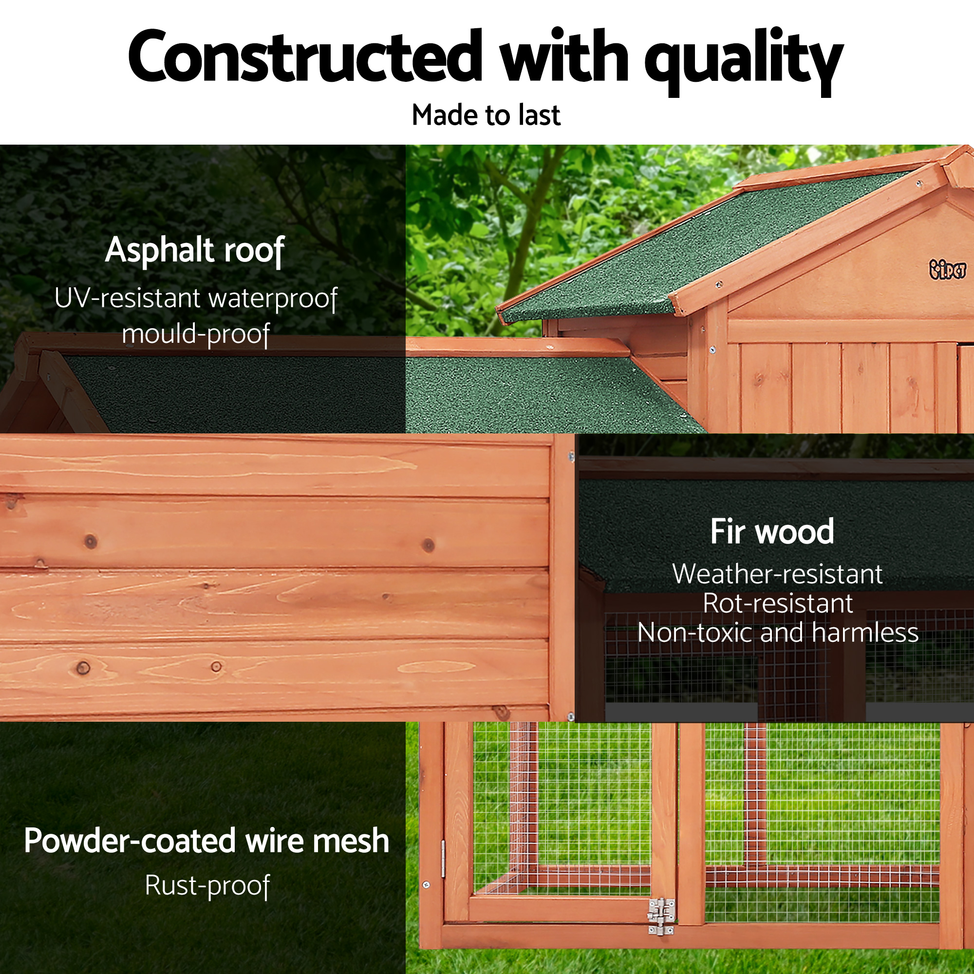 i.Pet Chicken Coop Rabbit Hutch 220cm x 44cm x 84cm Large Chicken Coop Run Wooden Outdoor Cage House โ image 6