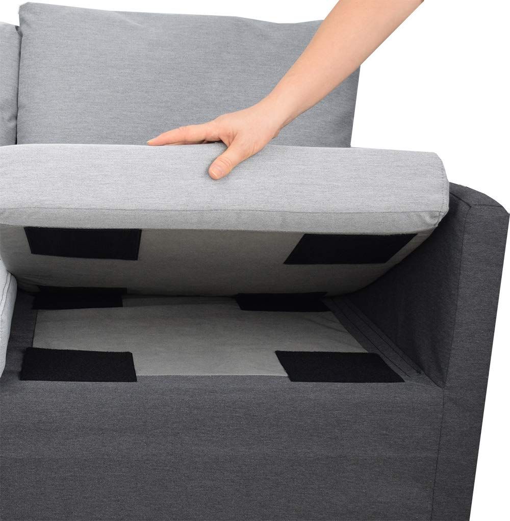 Non Slip Couch Cushion Pad, 100 × 150mm Hook Loop with Strong Adhesive to Keep Couch Cushion from Sliding (4PCS, Black)