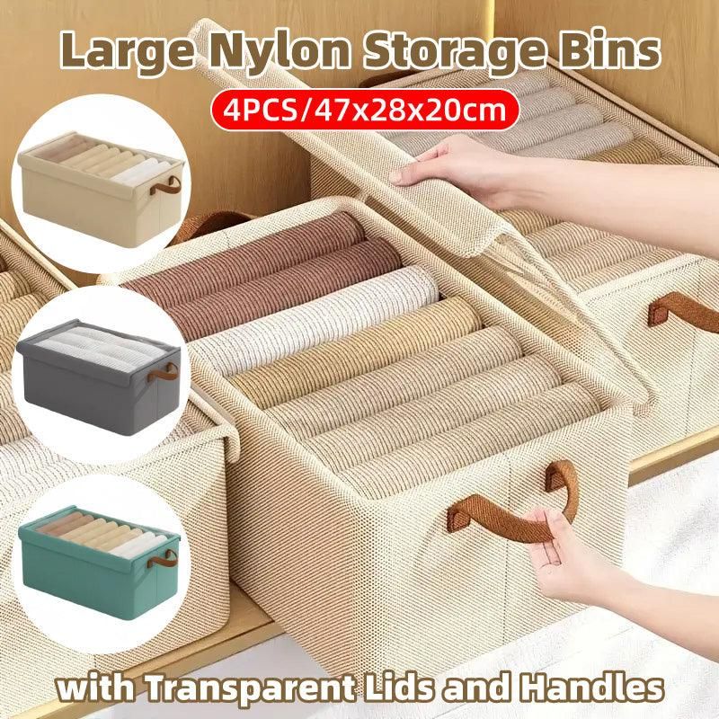 4pcs Foldable Clothes Storage Box Organizer Fabric Storage Box for Organization - Grey — image 2