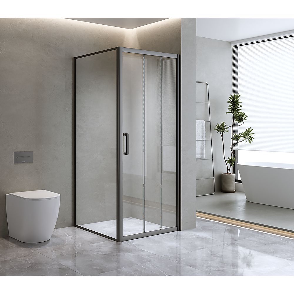 40mm Adjustable Contemporary Corner Sliding Black Shower Screen 86 × 92cm — image 2