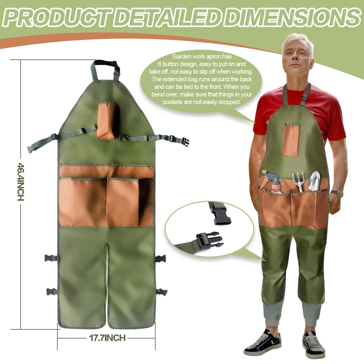 big and tall apron is made of wear-resistant canvas,aprons with pockets suitable for durable canvas apron — image 2