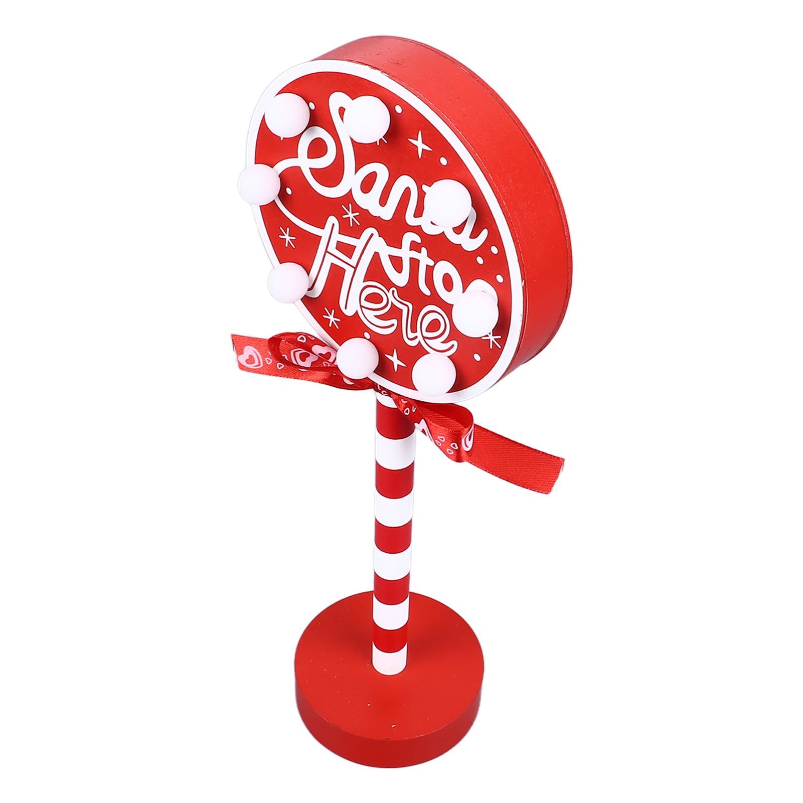 Christmas Stop Here Decor Metal Solid Wood LED Delicate Santa Stop Here Tree Topper for Christmas Party Round 12 × 8 × 30.5cm — image 4