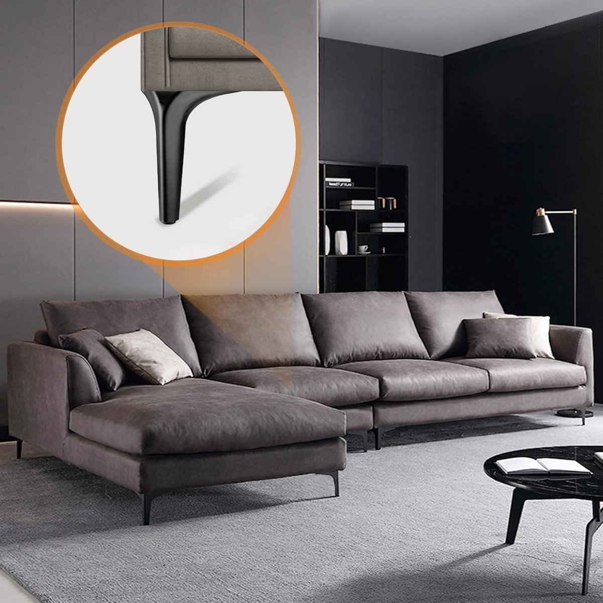 Set of 4 black furniture legs - triangular metal furniture legs - DIY coffee table legs - chair legs - sofa legs - kitchen furniture legs - black - 10 cm — image 2