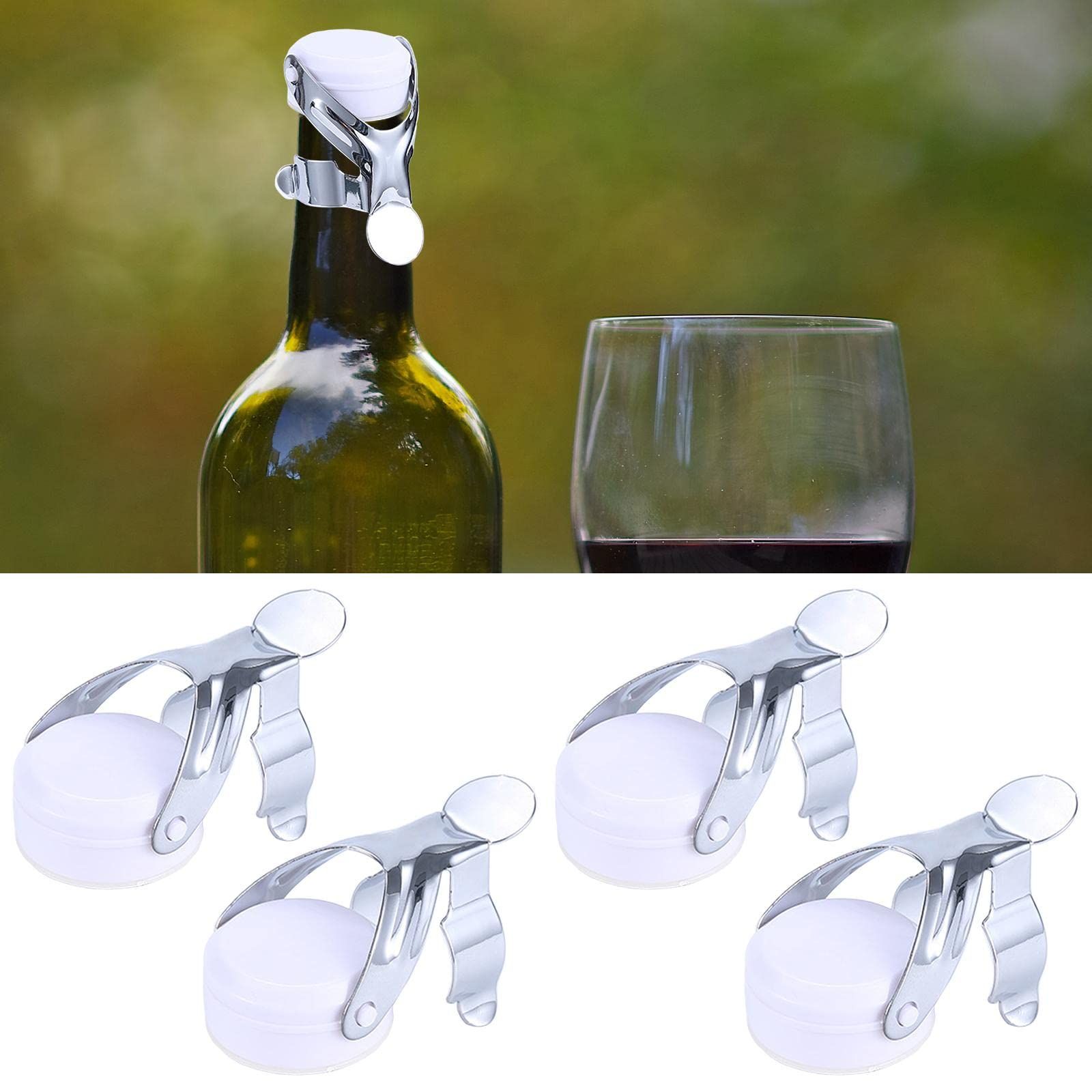 4 pcs Humanoid Wine Cork Wine Bottle Stoppers Beverage Preservation Tools Vacume Sealer Stainless Steel Trim Wine Sealing Plug โ image 5