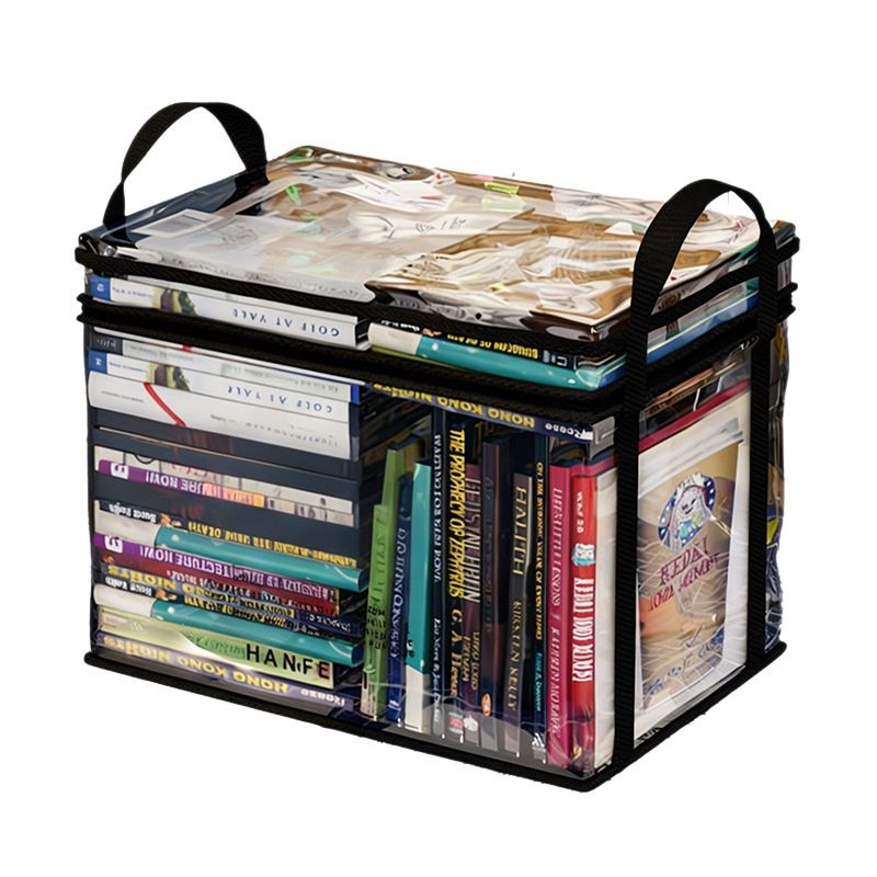 3 Pcs Large Clear PVC Book Storage Box – Foldable, Dustproof & Transparent Organizer with Handles for Home, Classroom & Office (38×24×32cm) — image 5