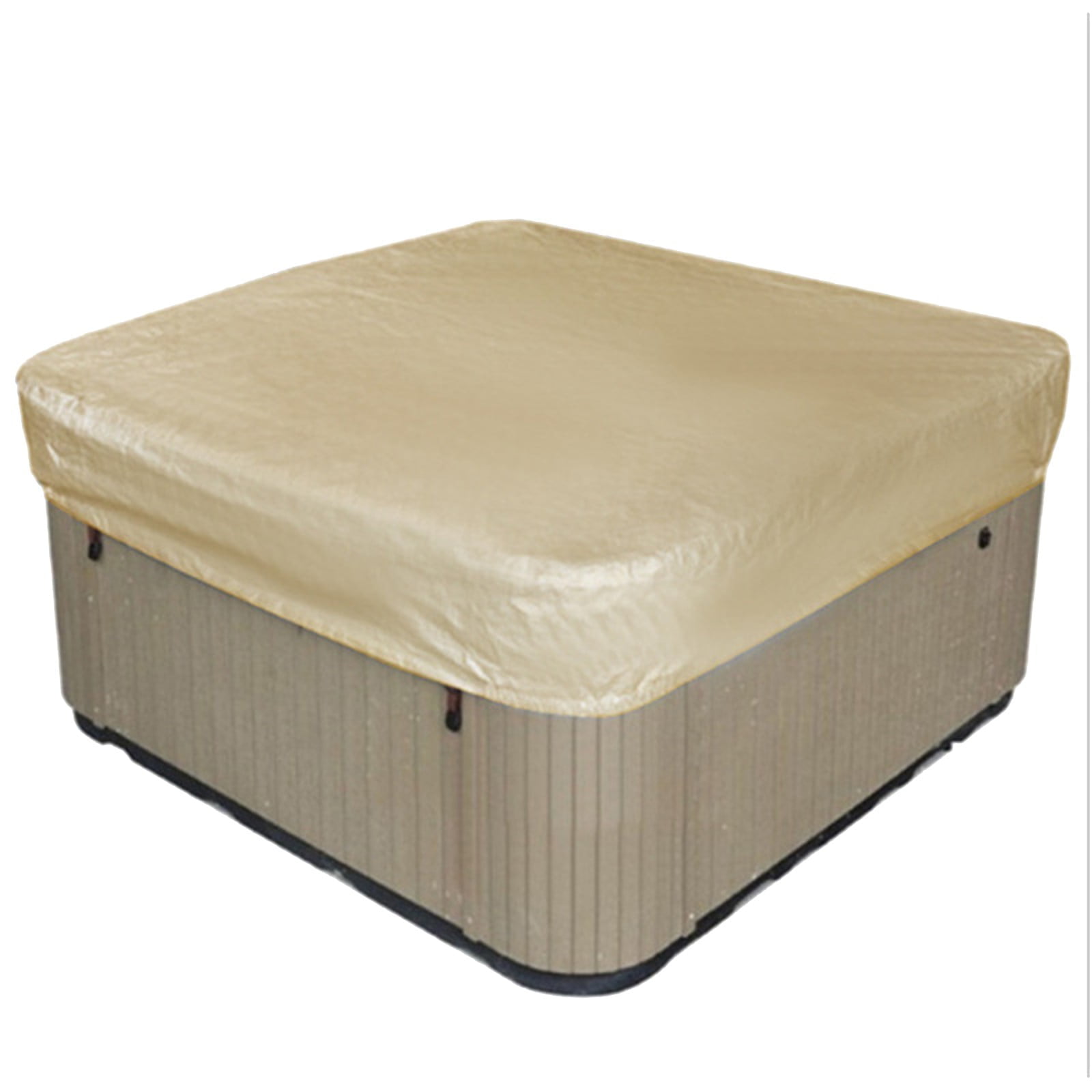 Waterproof Square Hot Tub Cover with Drawstring, Outdoor Spa and Jacuzzi Dust Protector for Patio Use, 207 x 30 cm, Beige β image 3