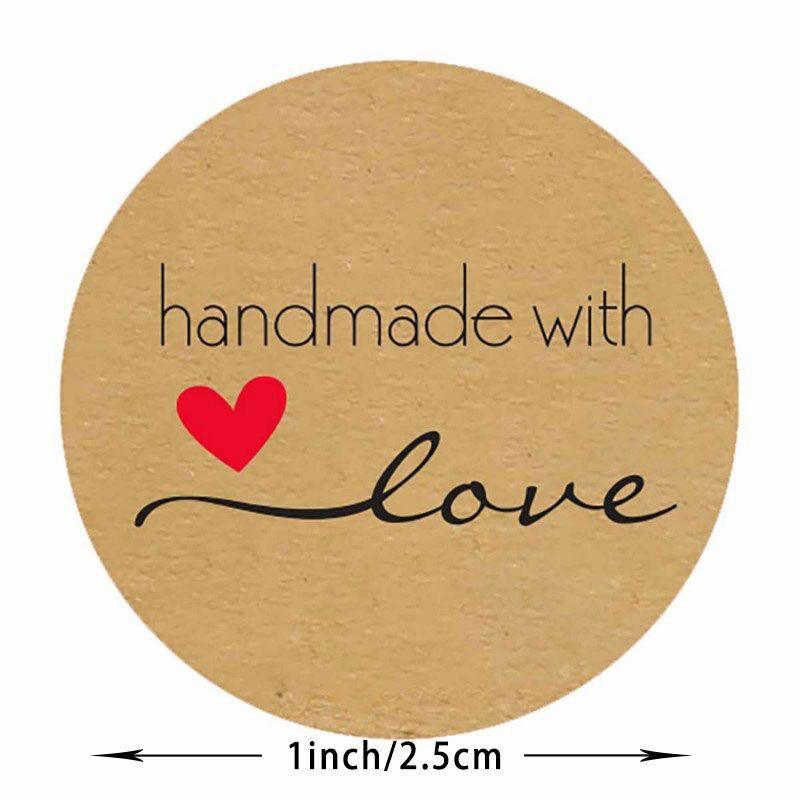 500pcs 1.5 Inch Kraft Handmade with Love Stickers Roll Baking Stickers Self-Adhesive Stickers Labels Roll Decor Tags โ image 2