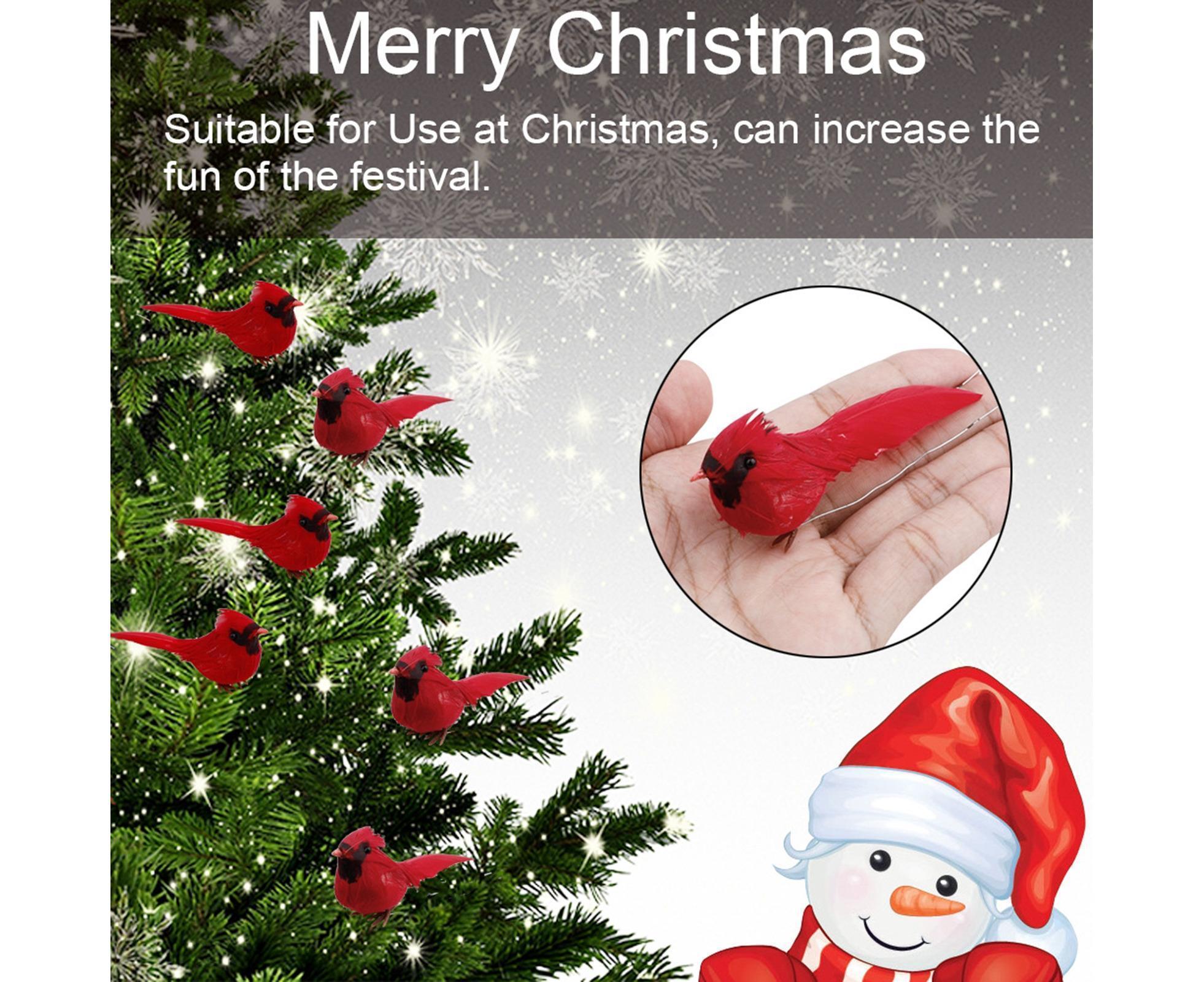 10Pcs Artificial Red Christmas Lucky Birds DIY Xmas Tree Pendant Decoration Gift-B — image 2