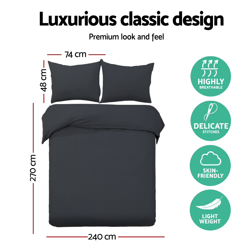 Giselle Bedding Quilt Cover Set Classic Black Super King — image 2