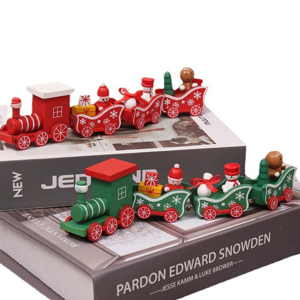 Christmas Wooden Four Section Small Train Christmas Tree Decoration The Perfect Xmas Themed Toy Gift — image 2
