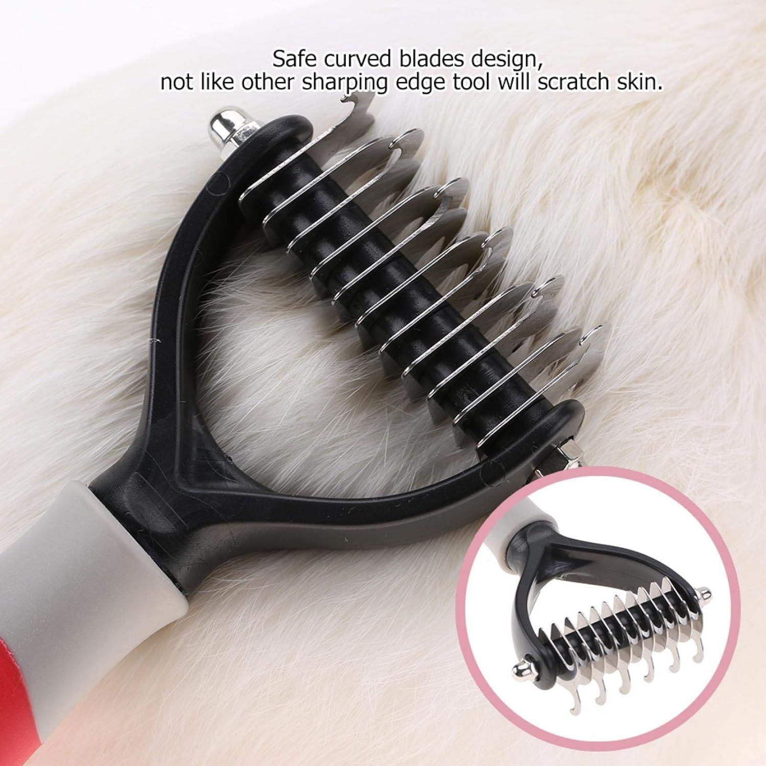 Pet Grooming Brush, Pet Grooming Shedding Brush Tool Comb Dematting Rakes Fur Knot Cutter Remove Rake Dog Cat Long Short Hair — image 2