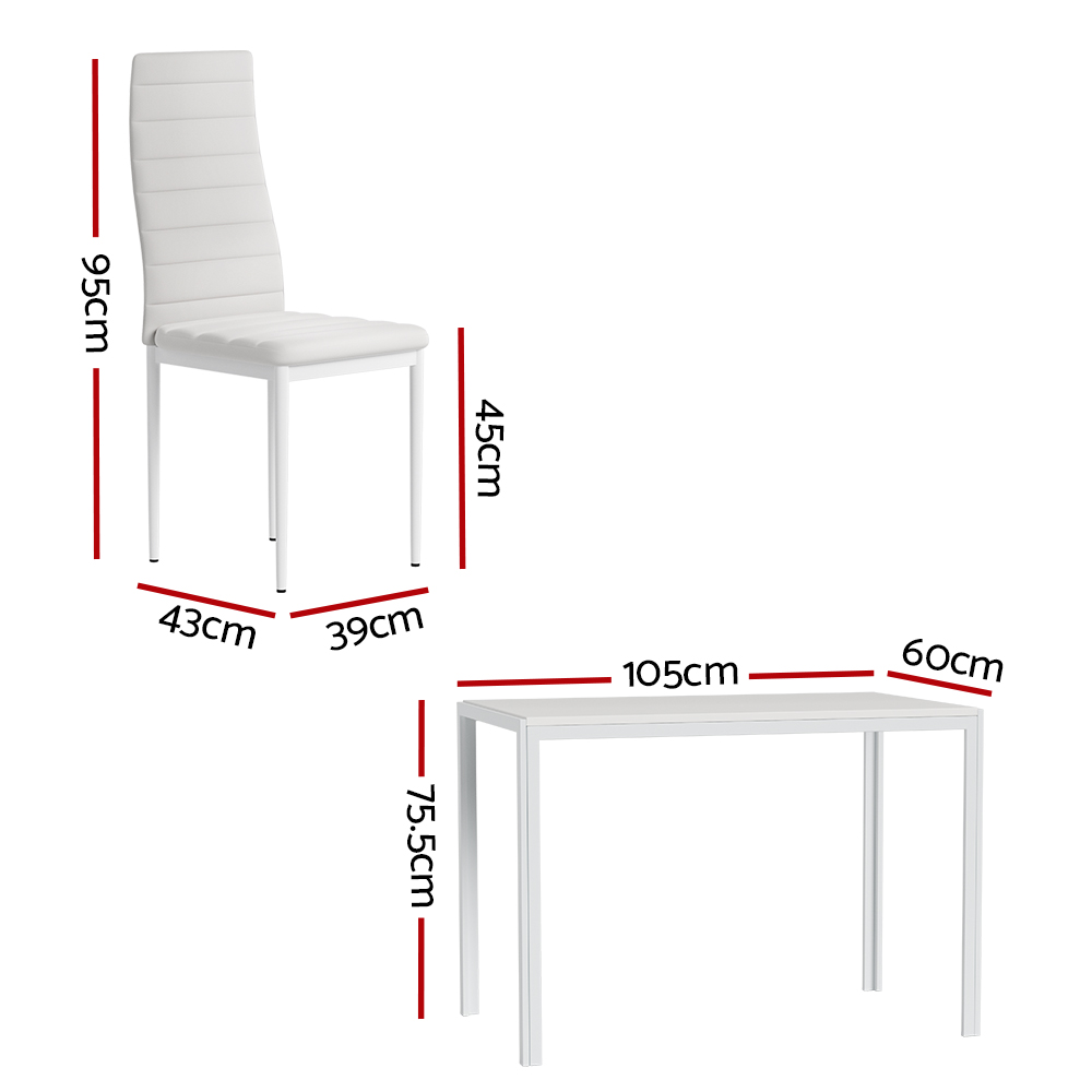 Artiss Dining Chairs and Table Dining Set 4 Chair Set Of 5 White โ image 2