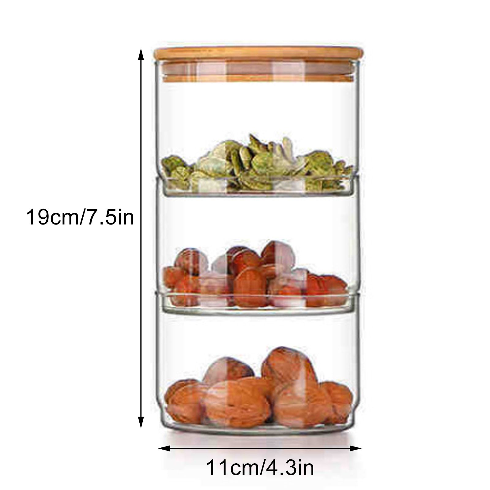 Tiered Glass Storage Jars Snack and Dried Fruit Organizer Glass Salad Bowl with Lid — image 3