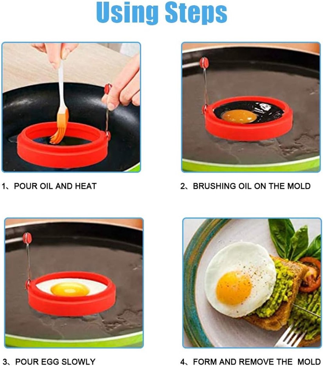 4 Silicone Egg Frying Pans - Non-stick - FDA Certified - For Eggs & Pancakes — image 3