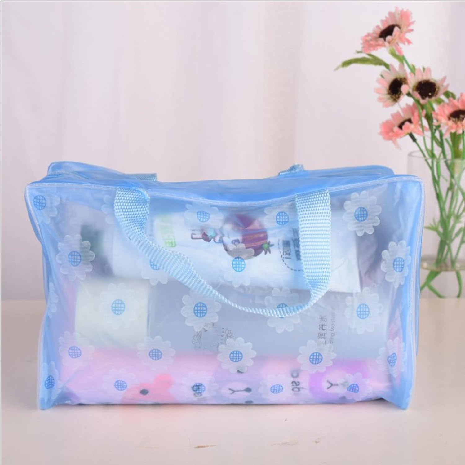 Clear Cosmetics Bag, PVC Zippered Toiletry Carry Pouch Waterproof Makeup Bag Travel Bags Organizer Case for Vacation(blue) — image 4