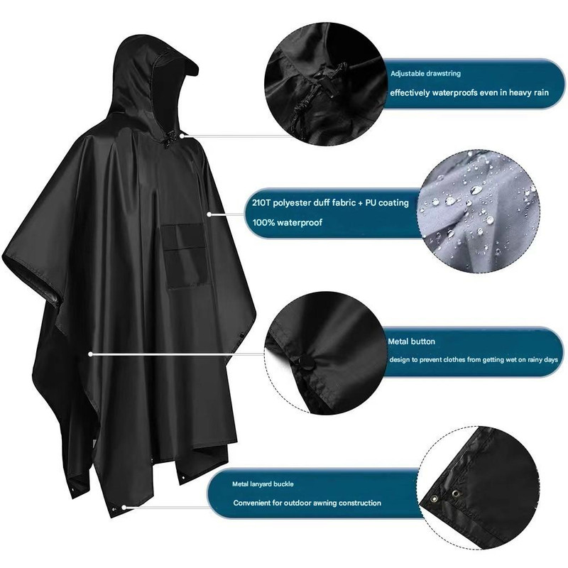 Pink Portable Outdoor Camping Poncho - Can be used as Raincoat, Tarp, Ground Cover โ image 3