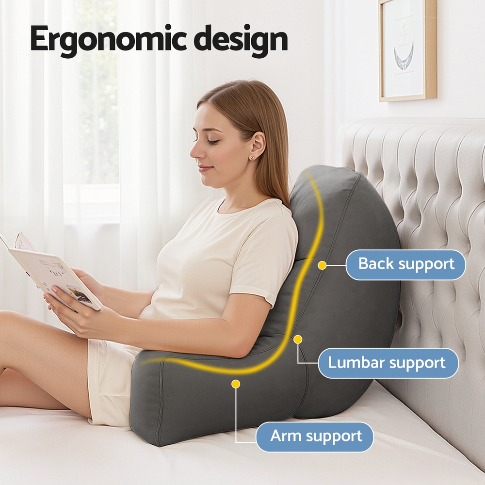 Giselle Reading Pillow Back Rest Lumbar Support Cushion Grey โ image 4