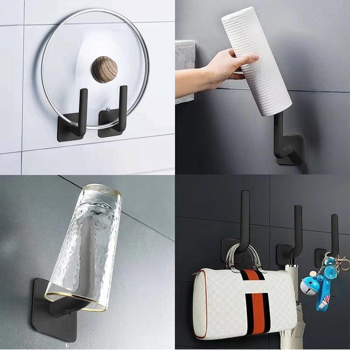 Wall Coat Rack - 4 Pieces - Wall Hook - Self-Adhesive Hanging Hook - Towel Hooks - Coat Hook - Single Hook - Metal Wall Hook - Coat Hook Tape - No Drilling — image 4