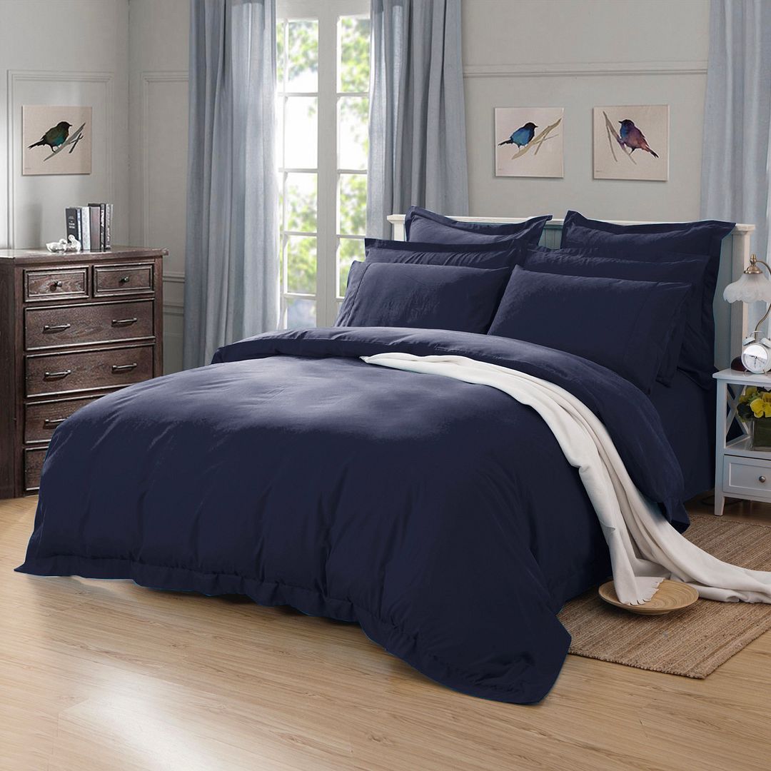1000TC Tailored Double Size Quilt/Duvet Cover Set - Midnight Blue — image 2