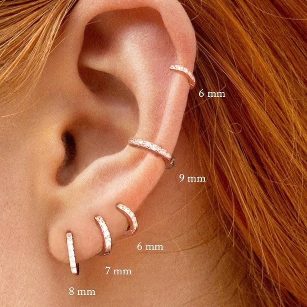 7sizes Hoop Earring Silver Zirconia Ear Huggie Hoop Cartilage Piercing Jewellery - Champagne-6mm โ image 4