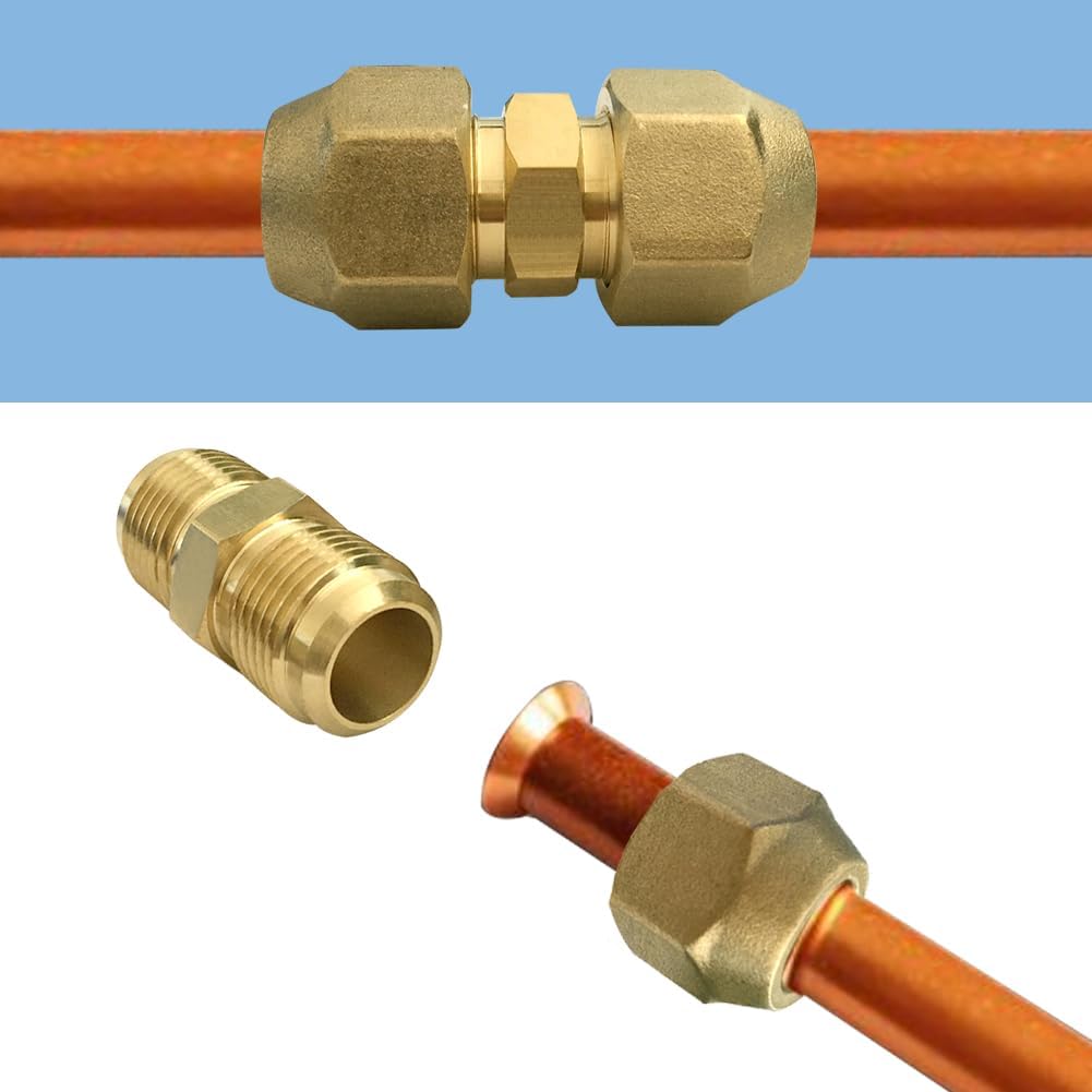 5/8" Air Conditioning Copper Pipe Extension Double Connector with Flare Nuts and Connectors Free Welding for Butt Copper Tube Diameter 5/8"(15.58mm) โ image 4