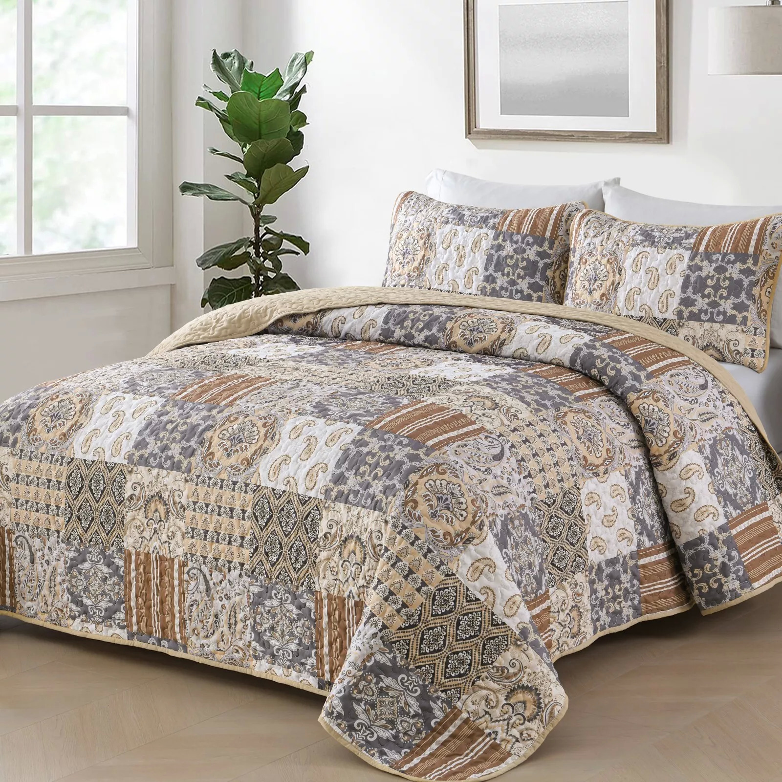 Quietude Quilted coverlet and pillowcovers set: Perfect for Relaxation - Queen size โ image 2