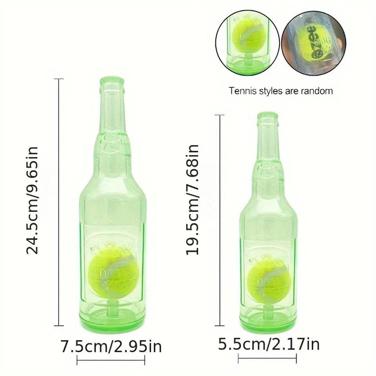 Durable Pet Teething Resistant Tennis Ball Wine Bottle Chew Toy for Dogs Play - Green-S — image 4