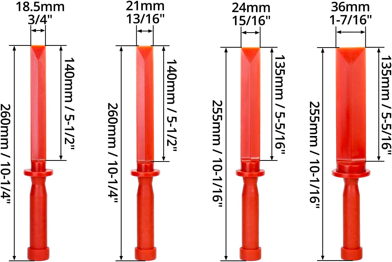 Plastic Chisel Scraper Set, 3/4", 7/8", 1", 1-1/2" Chemical Resistant Scraper Tool, No-marring Plastic Chisel Set for Removes Debris, Adhesives, Film, Paint — image 6
