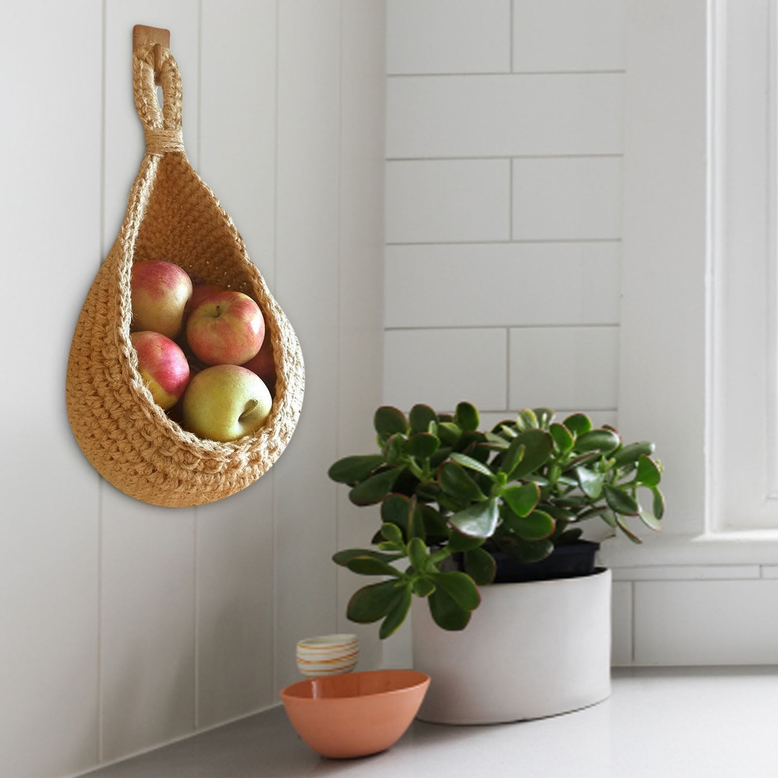 Hanging Wall Basket, Teardrop Hanging Baskets with Hanging Ring for Home Indoor Decoration, Hanging Plant Pot Holder, Vegetable Fruit Storage Baskets for โ image 6