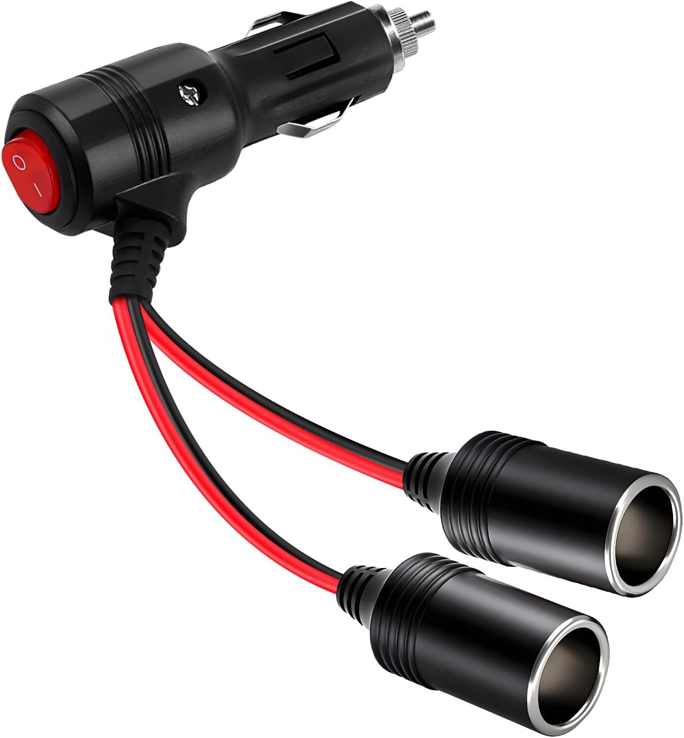 Car Cigarette Lighter Splitter,2-Socket Cigarette Lighter Adapter Extension Plug Cord Power Charger Port for DC 12V 24V Car Vehicle 2-Way Splitter Y on/Off