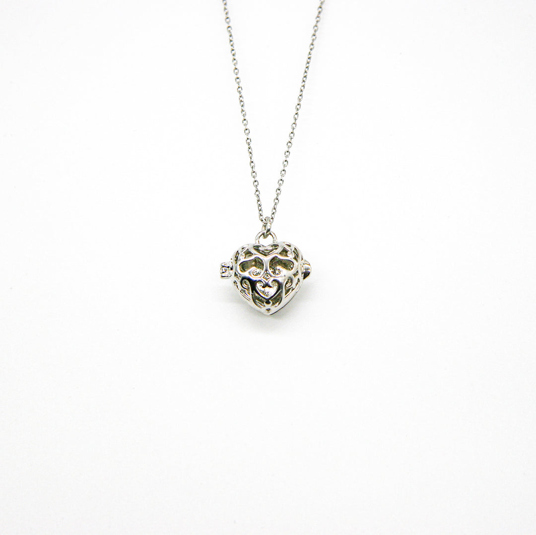 Gift Box - Love Heart White Gold Aroma Necklace + Purify Oil Blend — image 2