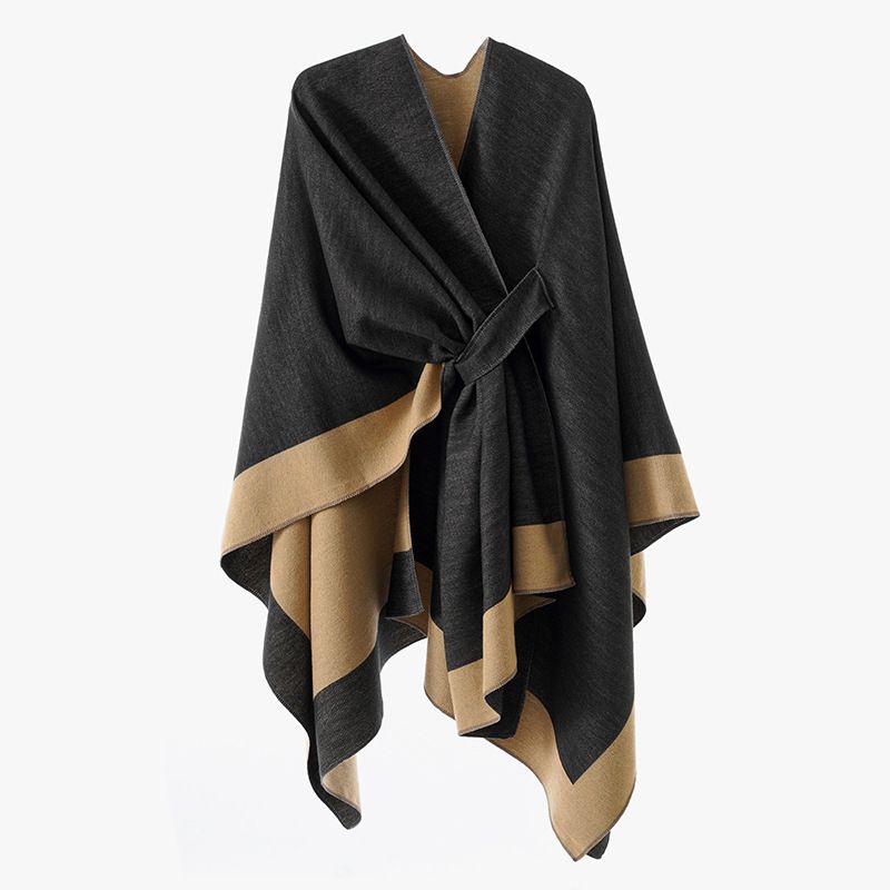 Solid Color Striped-Border Faux Cashmere Shawl Scarf, Minimalist Versatile Autumn Winter Warmth Elegant Accessory(Orange) โ image 4