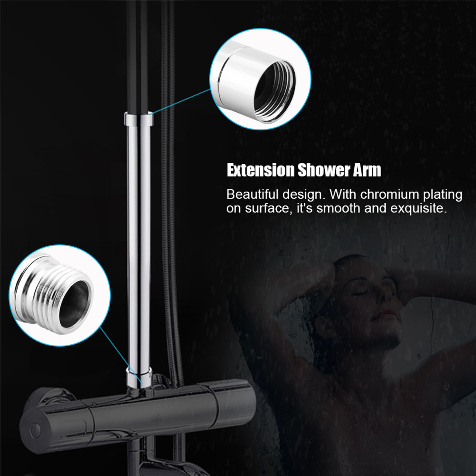 Extension Shower Arm Stainless Steel Extender Tube Shower Head Extension Rod 4in โ image 4