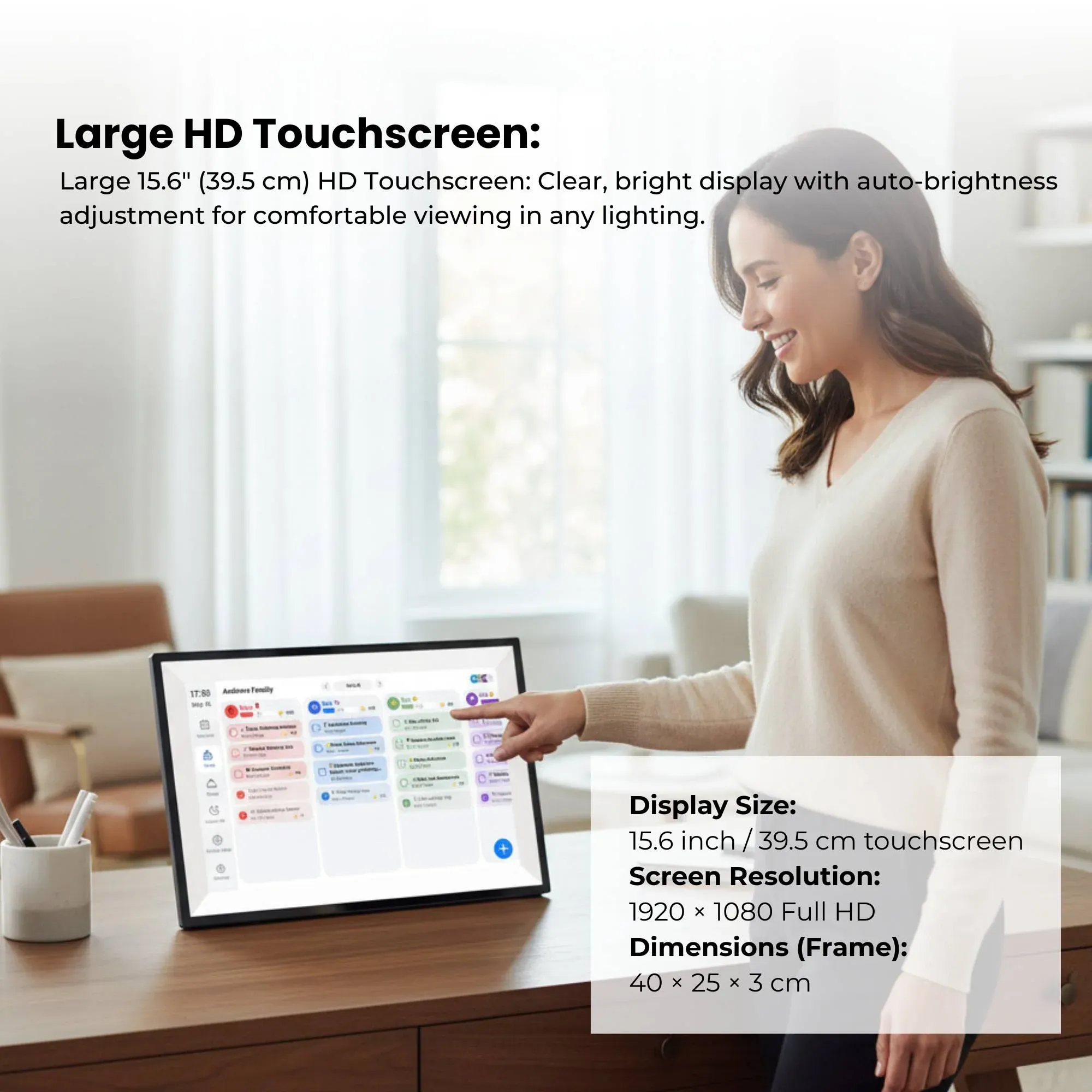Kitchee 15.6" Digital Calendar Smart Family Planner - 39.5cm Touchscreen Black — image 3